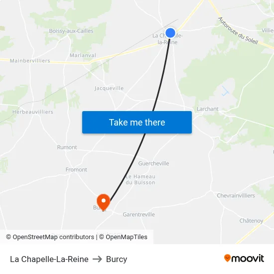 La Chapelle-La-Reine to Burcy map
