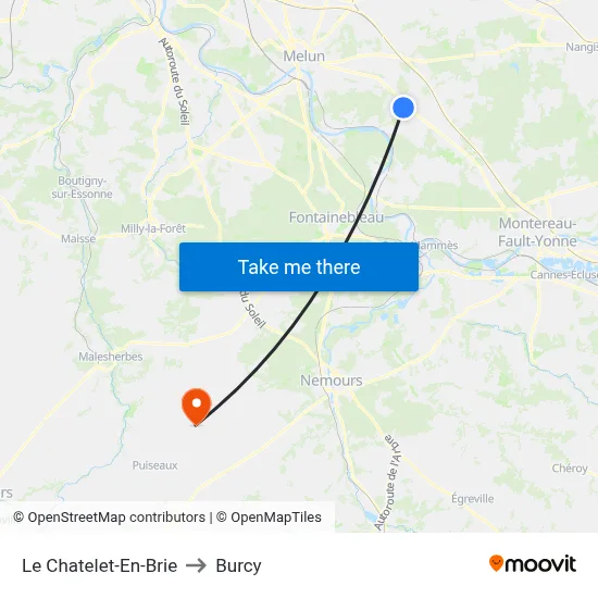 Le Chatelet-En-Brie to Burcy map