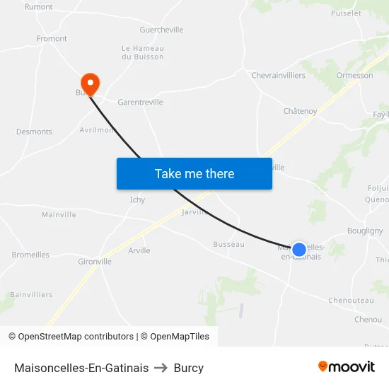 Maisoncelles-En-Gatinais to Burcy map