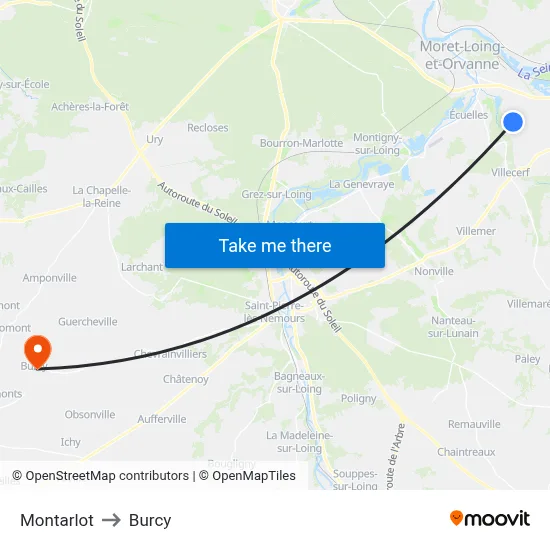Montarlot to Burcy map