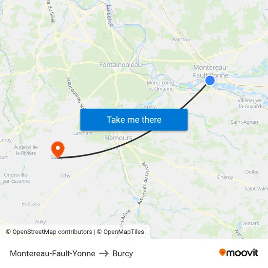 Montereau-Fault-Yonne to Burcy map