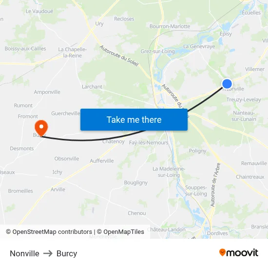 Nonville to Burcy map