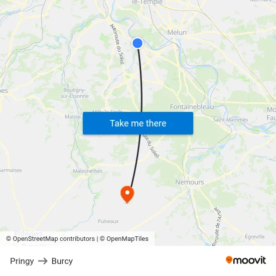 Pringy to Burcy map