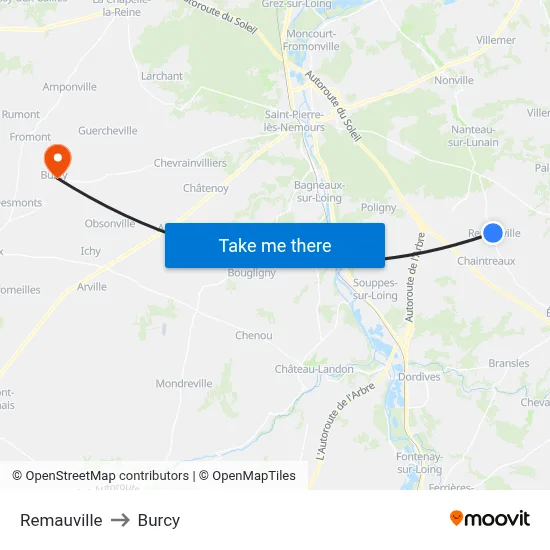 Remauville to Burcy map