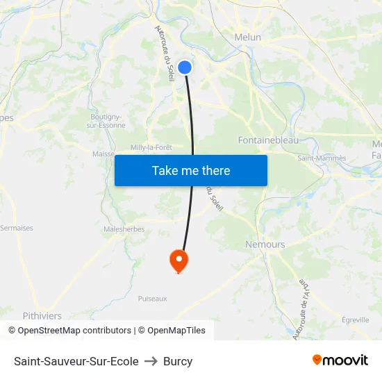 Saint-Sauveur-Sur-Ecole to Burcy map