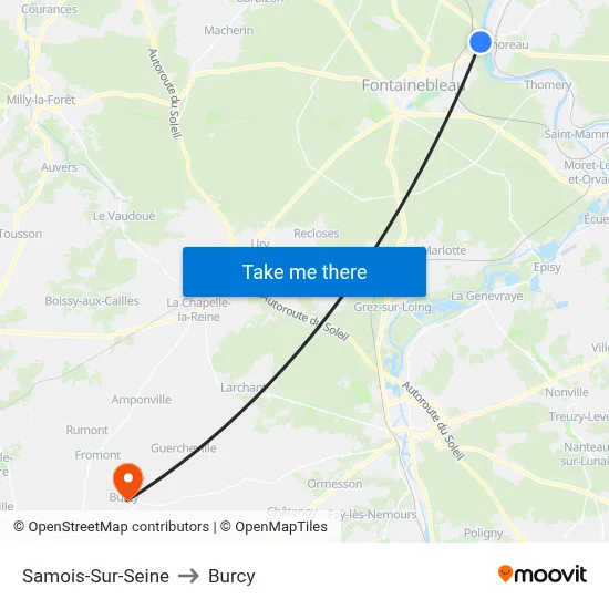 Samois-Sur-Seine to Burcy map