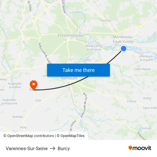 Varennes-Sur-Seine to Burcy map