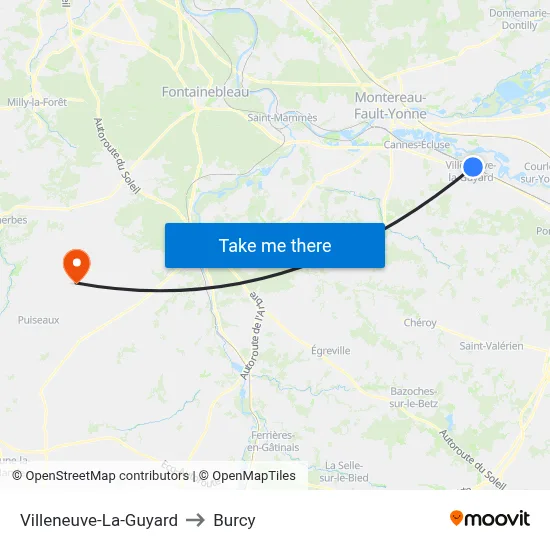 Villeneuve-La-Guyard to Burcy map