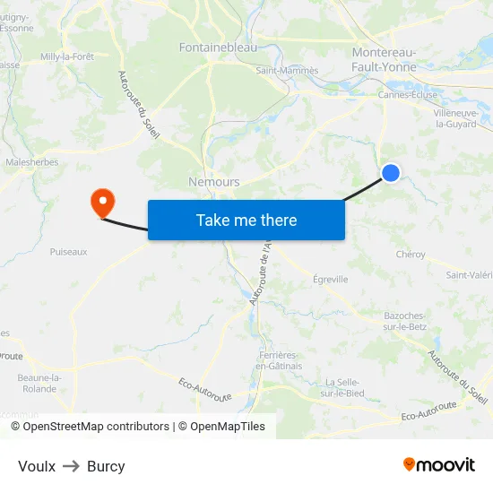 Voulx to Burcy map