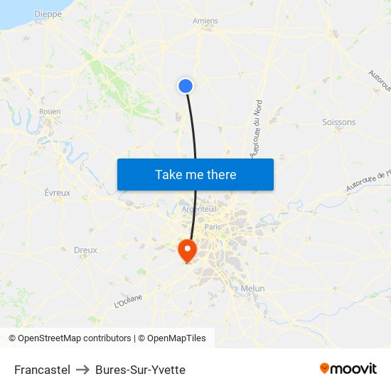 Francastel to Bures-Sur-Yvette map