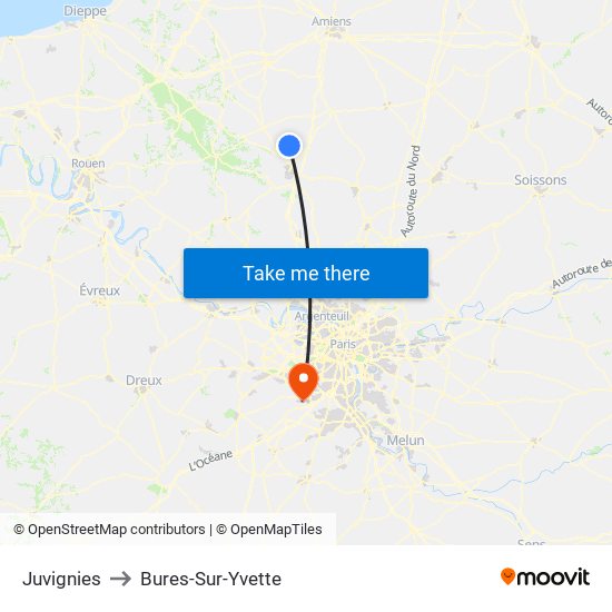 Juvignies to Bures-Sur-Yvette map