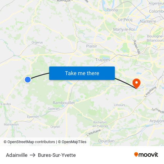 Adainville to Bures-Sur-Yvette map
