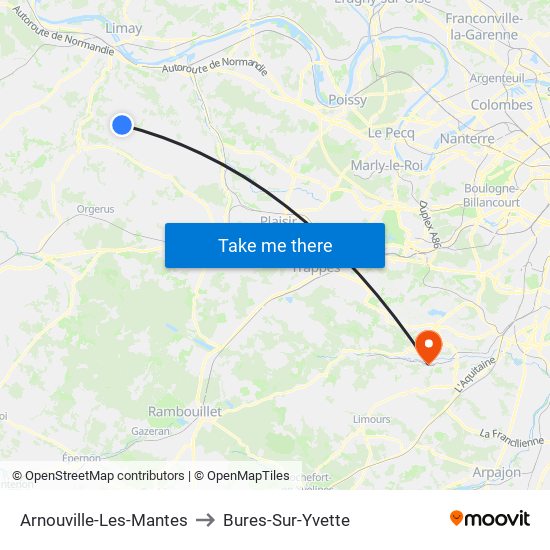 Arnouville-Les-Mantes to Bures-Sur-Yvette map