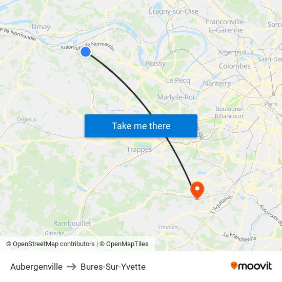 Aubergenville to Bures-Sur-Yvette map