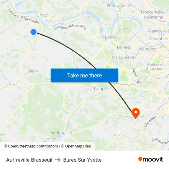 Auffreville-Brasseuil to Bures-Sur-Yvette map