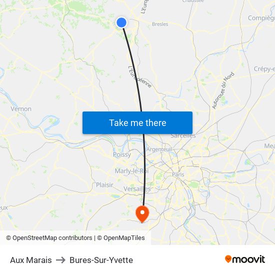 Aux Marais to Bures-Sur-Yvette map