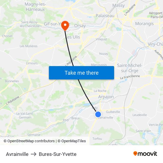 Avrainville to Bures-Sur-Yvette map