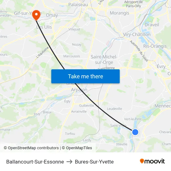 Ballancourt-Sur-Essonne to Bures-Sur-Yvette map