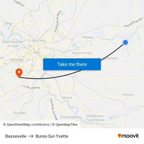 Bassevelle to Bures-Sur-Yvette map