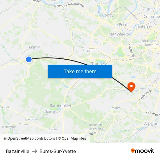 Bazainville to Bures-Sur-Yvette map