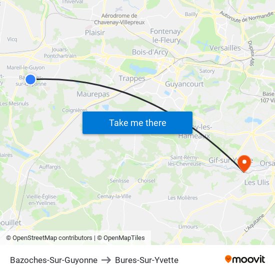 Bazoches-Sur-Guyonne to Bures-Sur-Yvette map