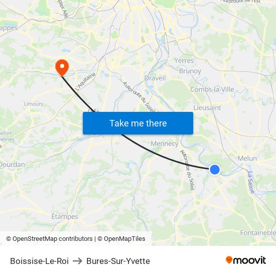 Boissise-Le-Roi to Bures-Sur-Yvette map