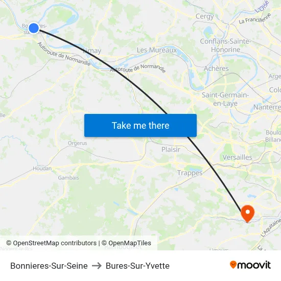 Bonnieres-Sur-Seine to Bures-Sur-Yvette map