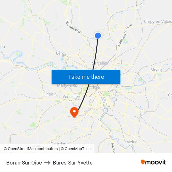 Boran-Sur-Oise to Bures-Sur-Yvette map