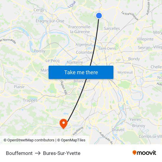 Bouffemont to Bures-Sur-Yvette map