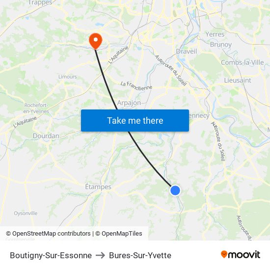 Boutigny-Sur-Essonne to Bures-Sur-Yvette map