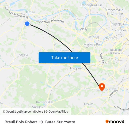 Breuil-Bois-Robert to Bures-Sur-Yvette map