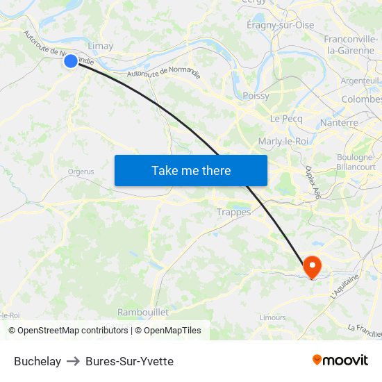 Buchelay to Bures-Sur-Yvette map