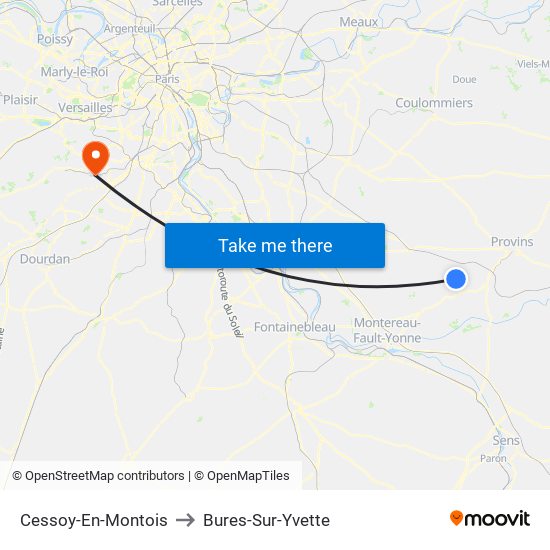 Cessoy-En-Montois to Bures-Sur-Yvette map