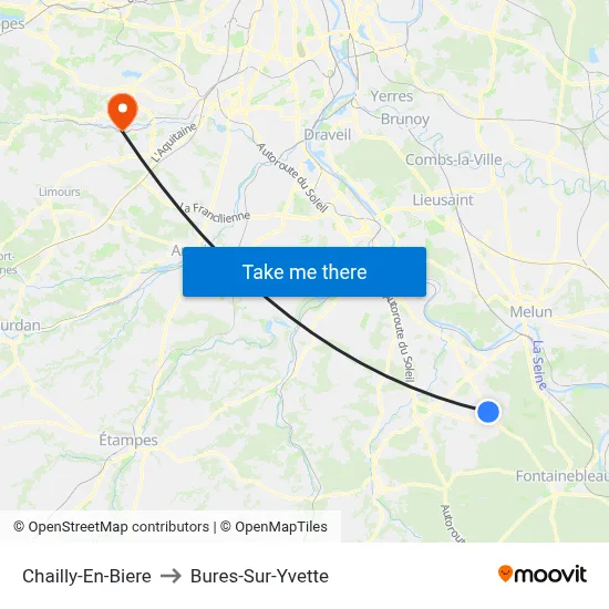 Chailly-En-Biere to Bures-Sur-Yvette map