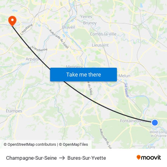 Champagne-Sur-Seine to Bures-Sur-Yvette map