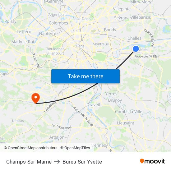 Champs-Sur-Marne to Bures-Sur-Yvette map