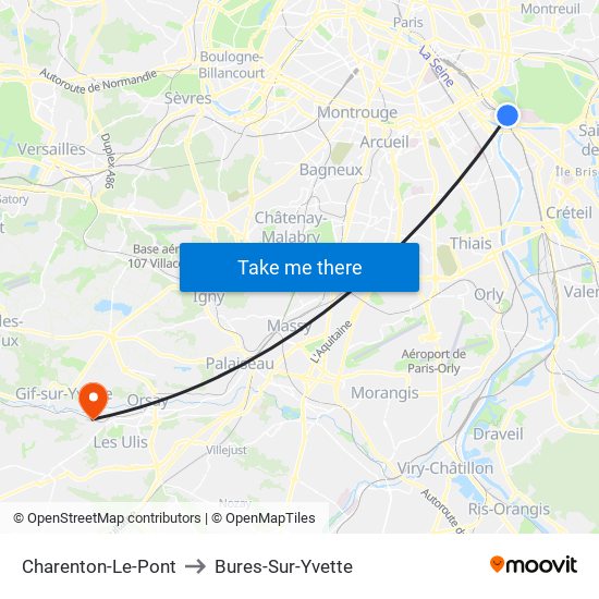 Charenton-Le-Pont to Bures-Sur-Yvette map