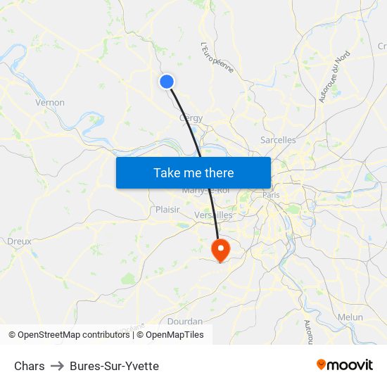 Chars to Bures-Sur-Yvette map