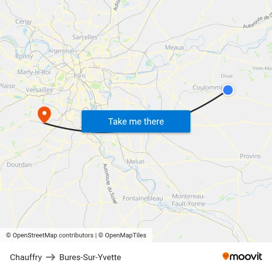 Chauffry to Bures-Sur-Yvette map