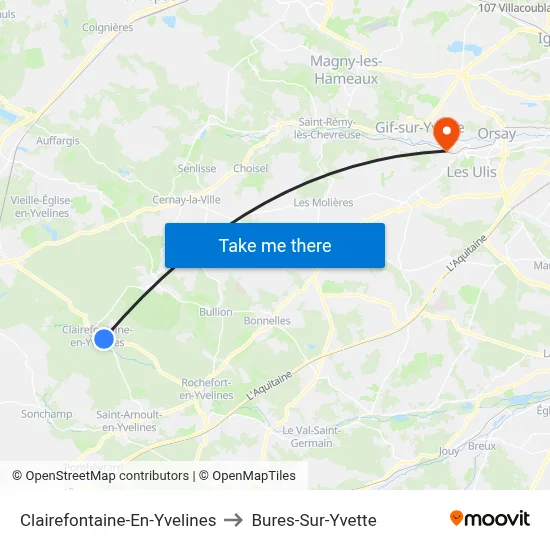 Clairefontaine-En-Yvelines to Bures-Sur-Yvette map