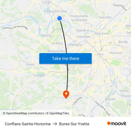 Conflans-Sainte-Honorine to Bures-Sur-Yvette map