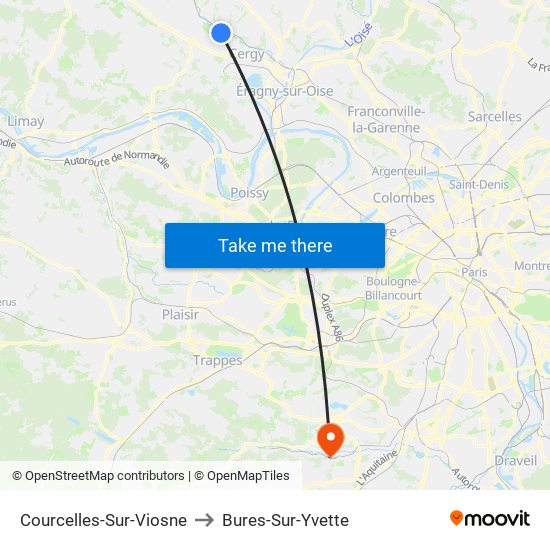 Courcelles-Sur-Viosne to Bures-Sur-Yvette map