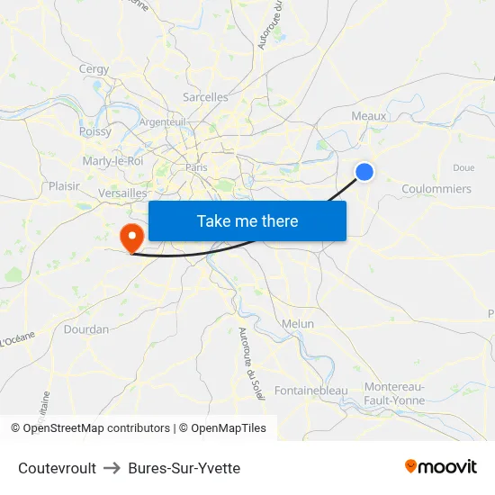 Coutevroult to Bures-Sur-Yvette map
