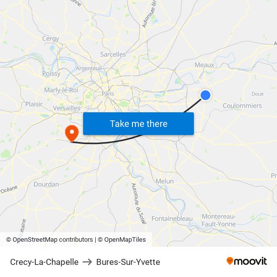 Crecy-La-Chapelle to Bures-Sur-Yvette map