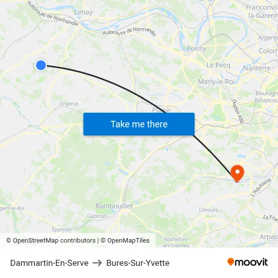 Dammartin-En-Serve to Bures-Sur-Yvette map
