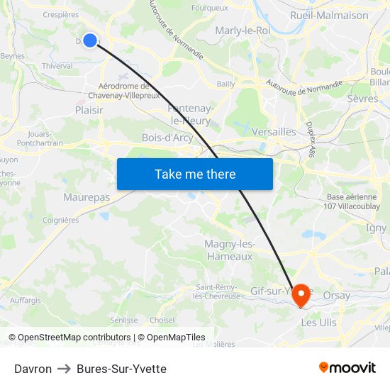 Davron to Bures-Sur-Yvette map