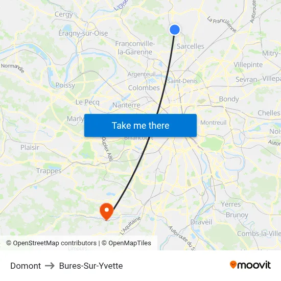 Domont to Bures-Sur-Yvette map