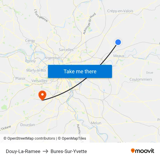 Douy-La-Ramee to Bures-Sur-Yvette map