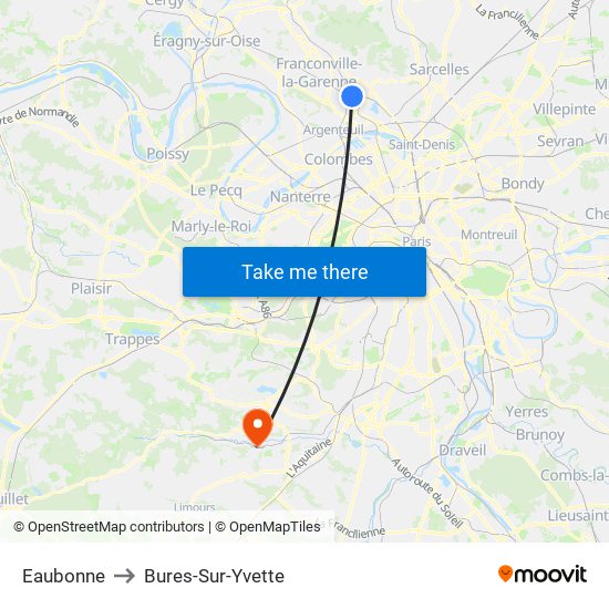 Eaubonne to Bures-Sur-Yvette map