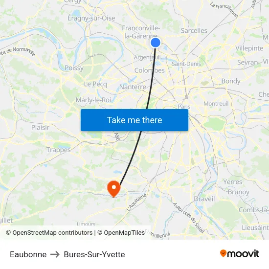 Eaubonne to Bures-Sur-Yvette map